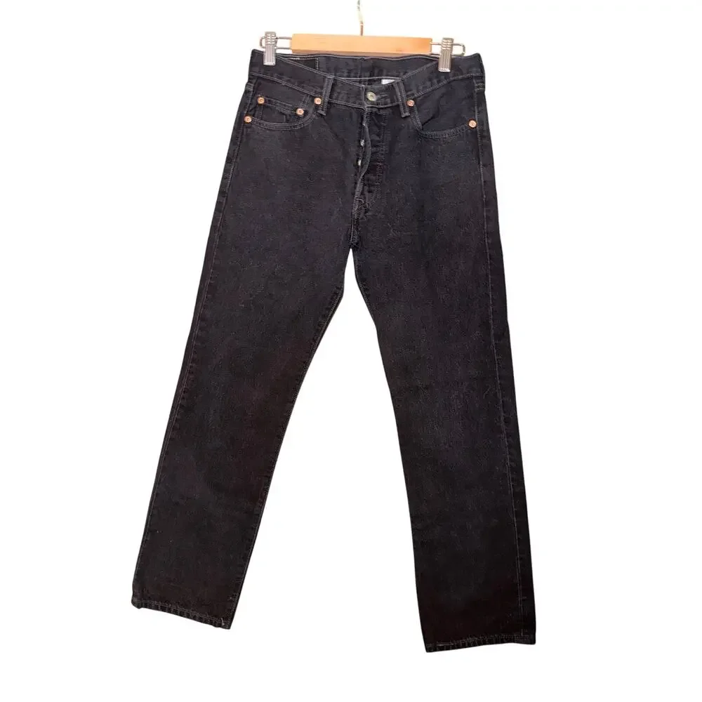 Levi’s men’s 501 black denim jeans 30x30 100% cotton Columbia heritage classic